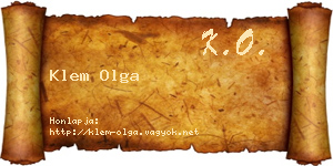 Klem Olga névjegykártya